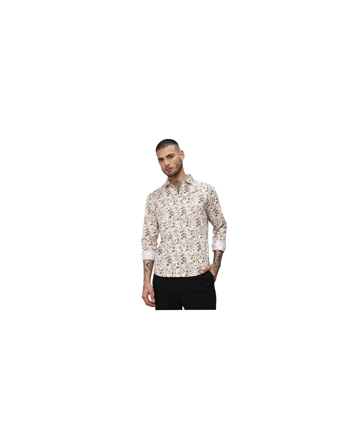 Men's Abstract Print Button Up Shirt