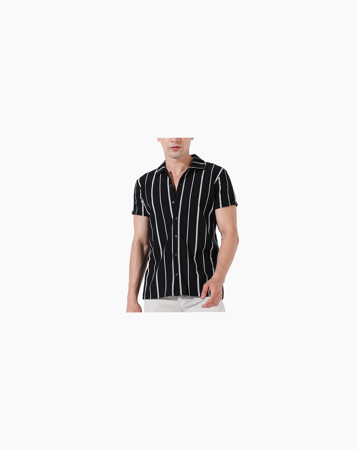 Men's Black & White Pencil Striped Shirt
