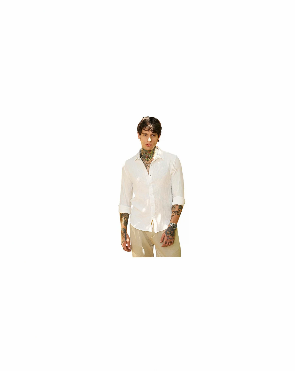 Men's Daisy White Breezy-Weave Shirt