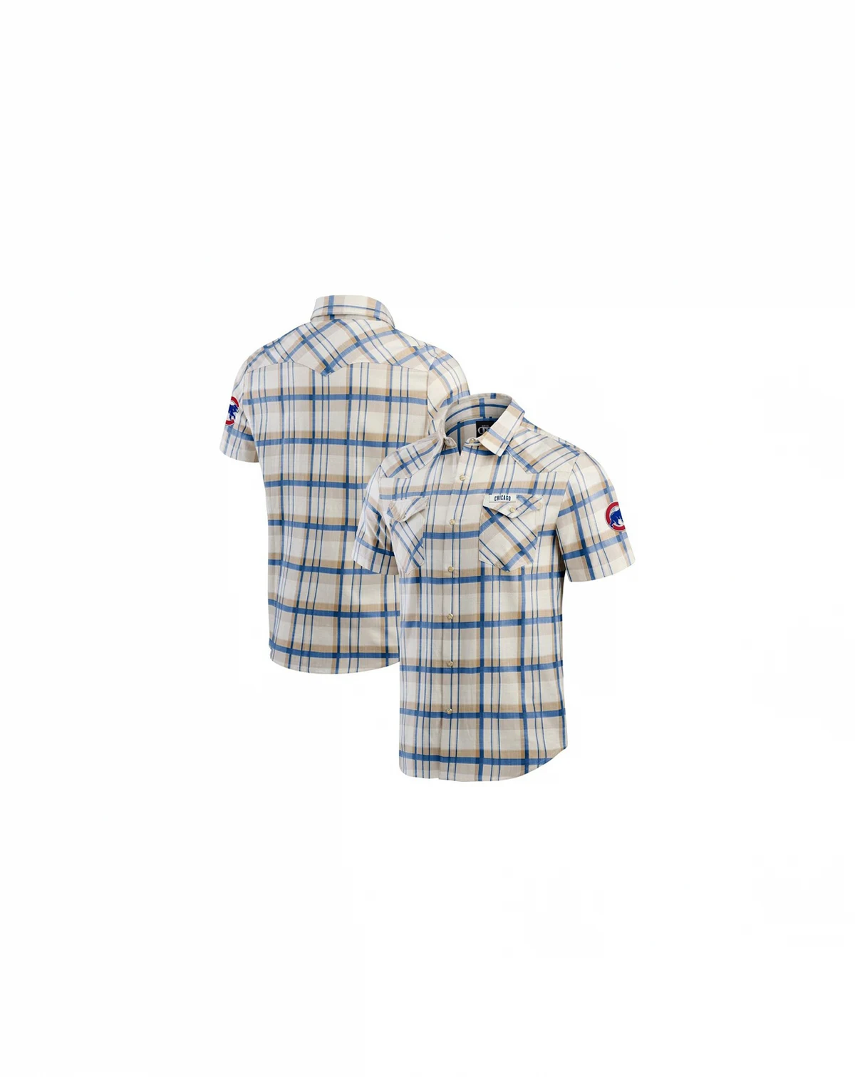 Men's Royal Chicago Cubs Plaid Full-Snap Shirt