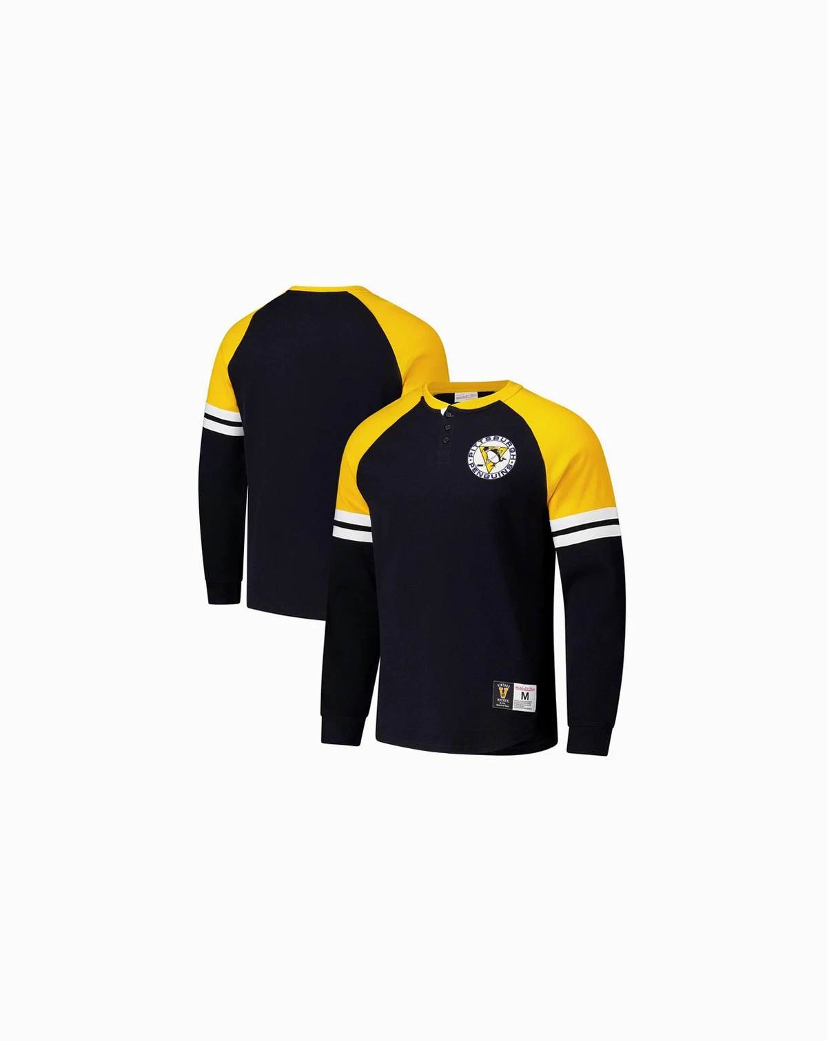 Men's Black Pittsburgh Penguins Thermal Henley Long Sleeve T-Shirt