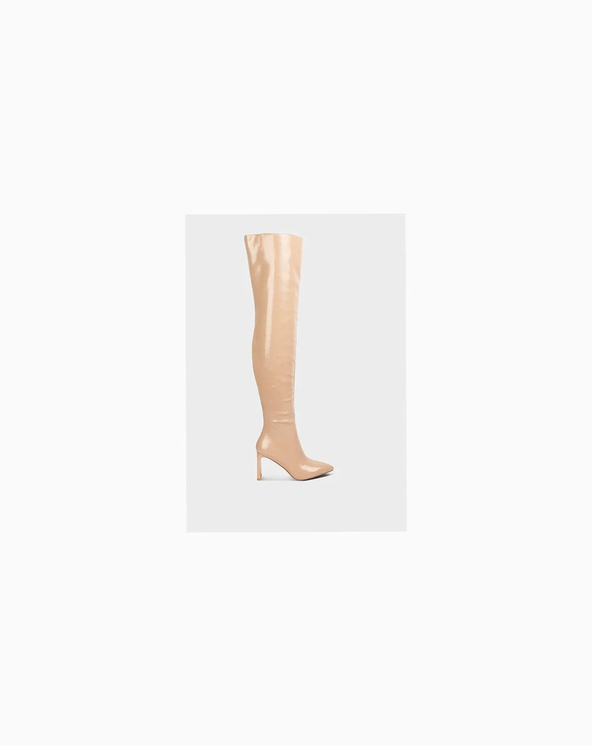 Womens Minkles Patent Pu Long Slim Block Heeled Boots