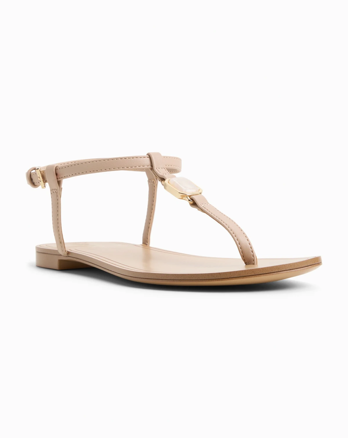 Women's Sandstone T-Strap Flat Sandals