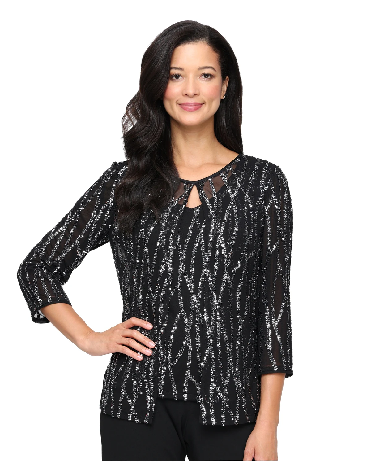 Women's Sequin 3/4-Sleeve Top