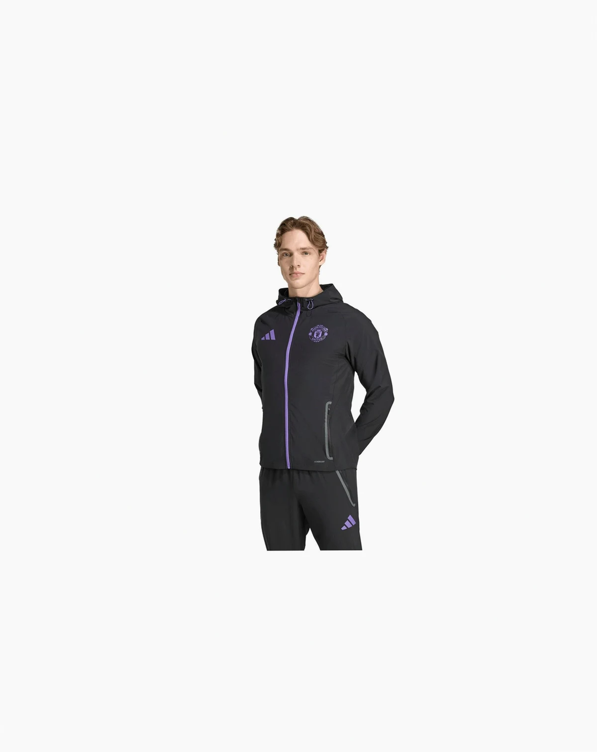 Men's Black Manchester United 2025/26 Tiro Vis Tech Travel Jacket