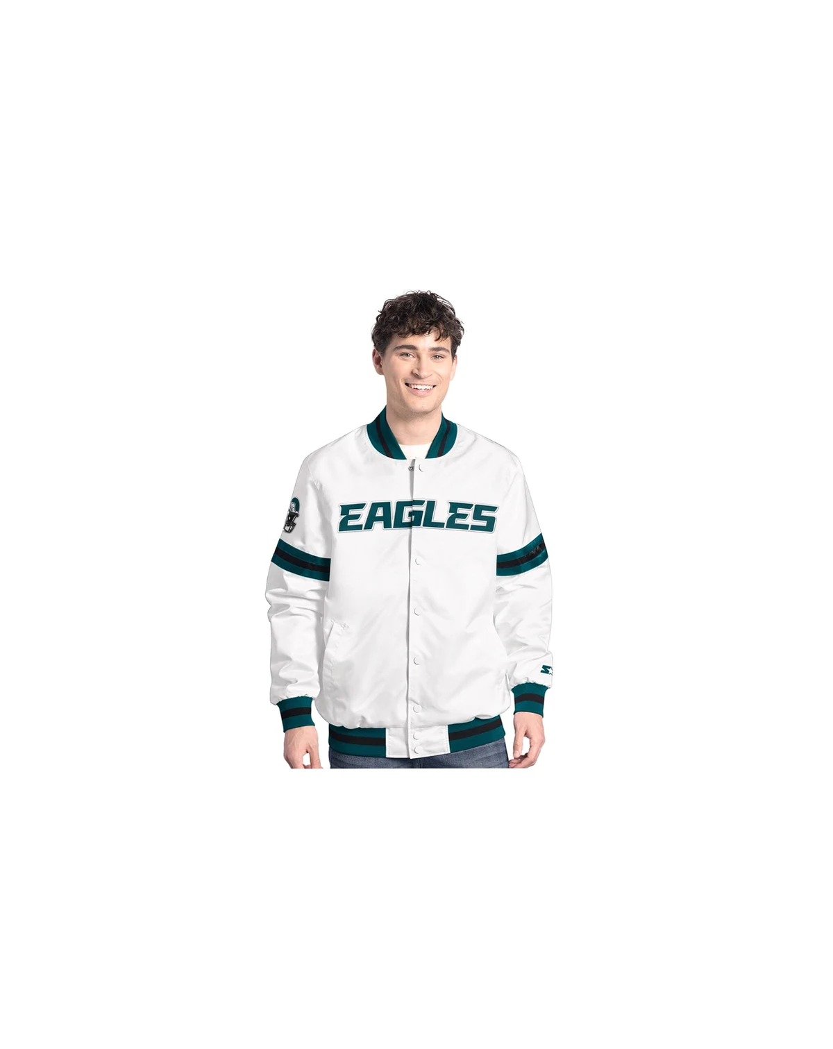 Men's White Philadelphia Eagles Scout Full-Snap Varsity Jacket