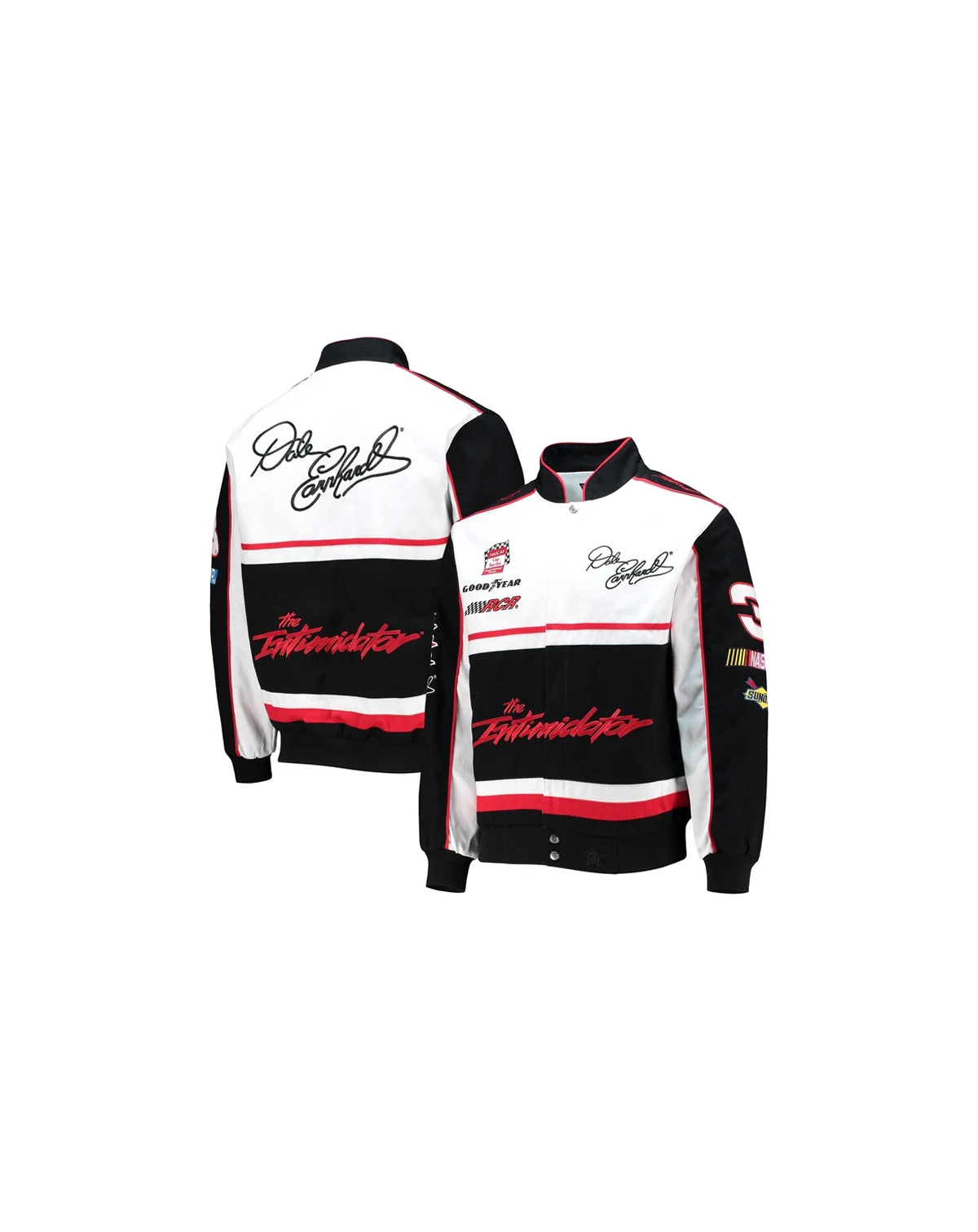 Men's Black, White Dale Earnhardt Twill Uniform Full-Snap Jacket