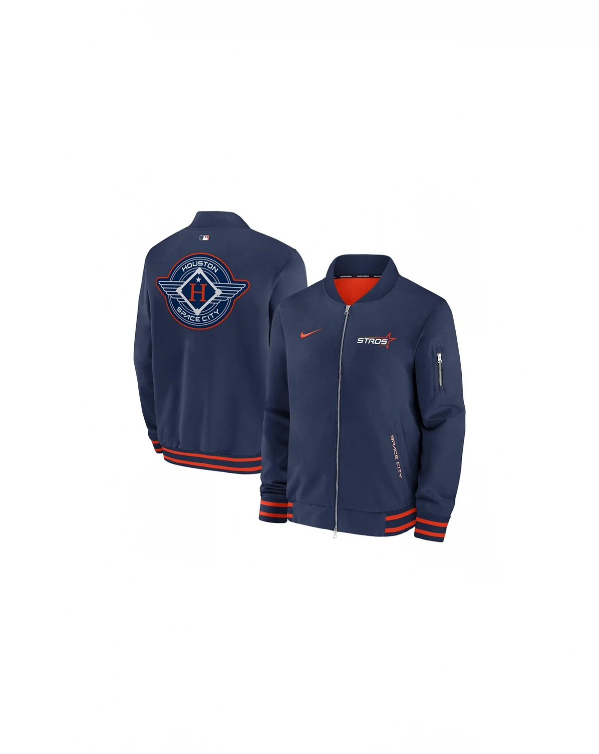 Men's Navy Houston Astros 2025 City Connect Authentic Collection Full-Zip Bomber Jacket
