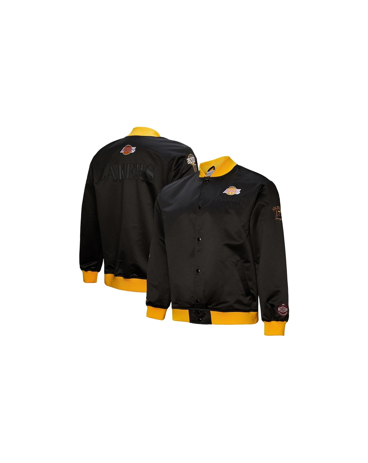 Men's Black Los Angeles Lakers Hardwood Classics Team OG 3.0 Lightweight Satin Full-Snap Jacket