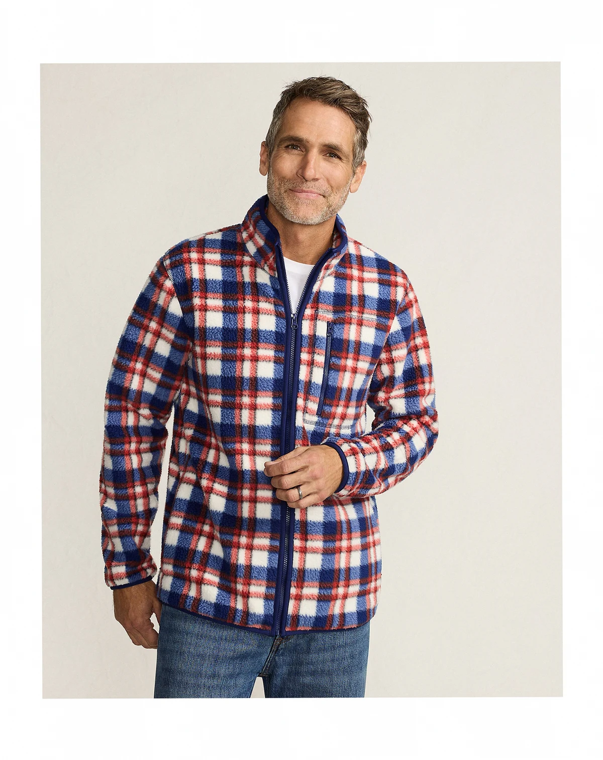 Men's Print Full Zip High Pile Fleece Jacket