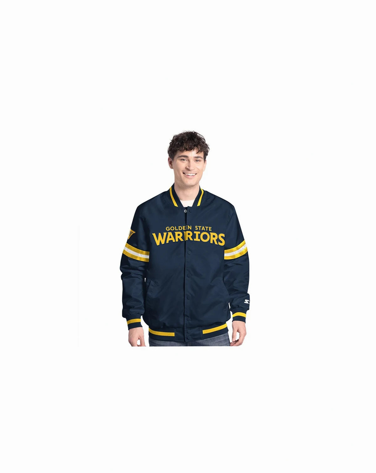 Men's Navy Golden State Warriors Scout Full-Snap Varsity Jacket