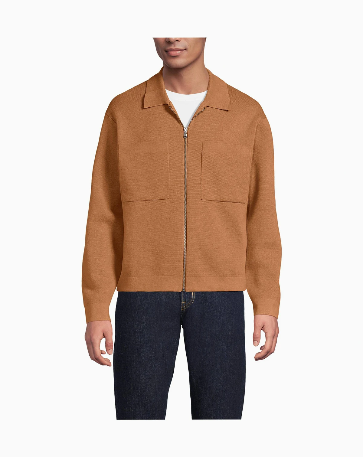 Men's Long Sleeve Fine Gauge Cotton Full Zip Chore Coat