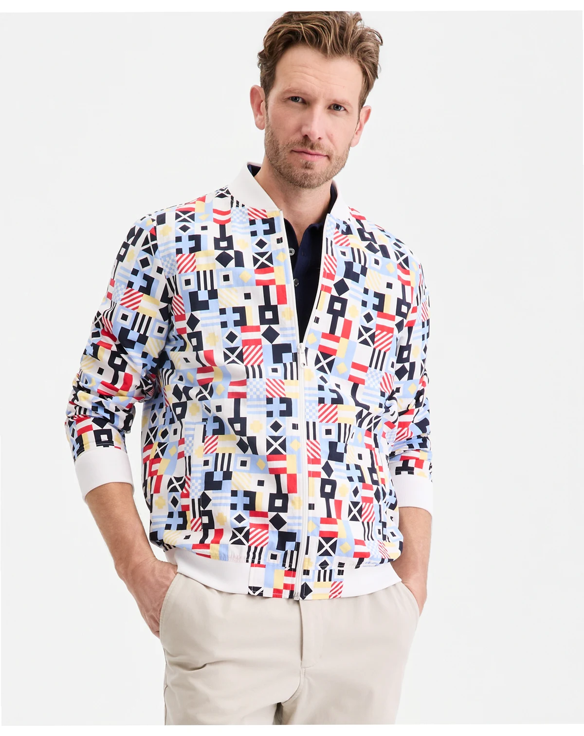 Men's Nautical Flag Print Windbreaker, Macy's Exclusive