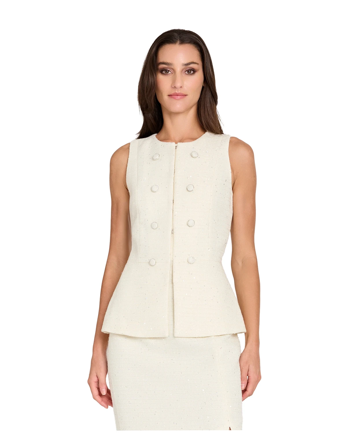 Women's Collarless Hook & Eye Cropped Vest