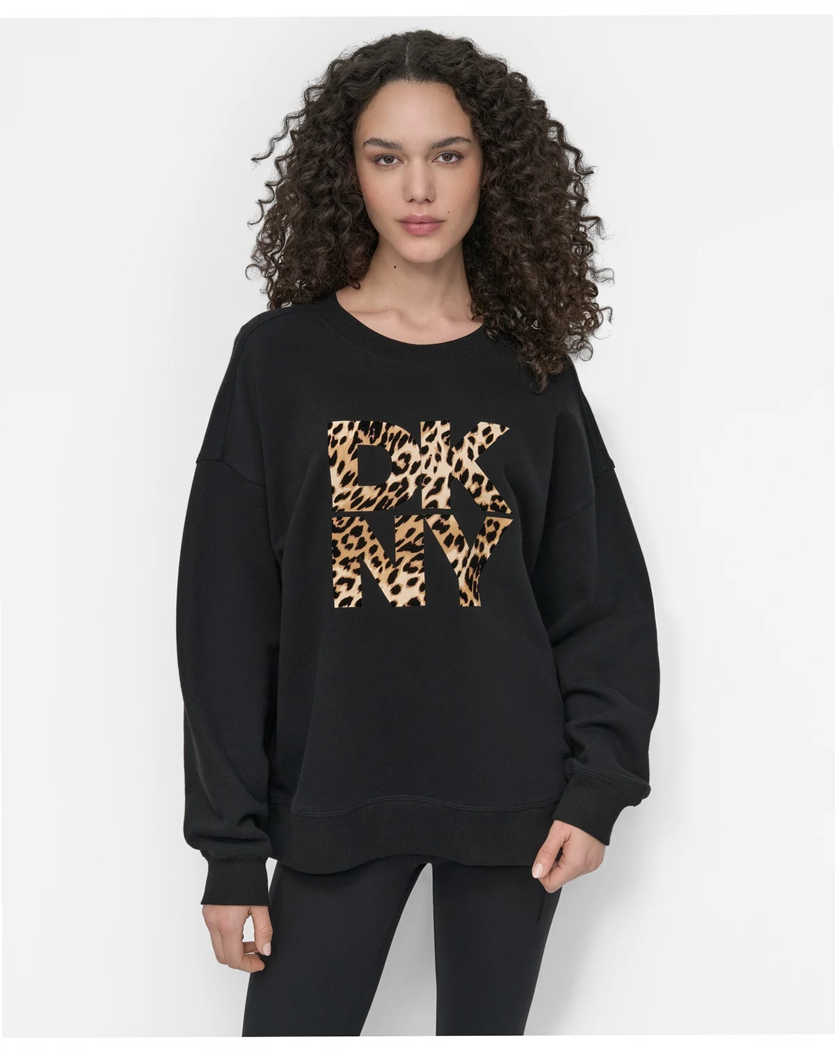 Women's Stacked Flock Logo Crew Neck Top
