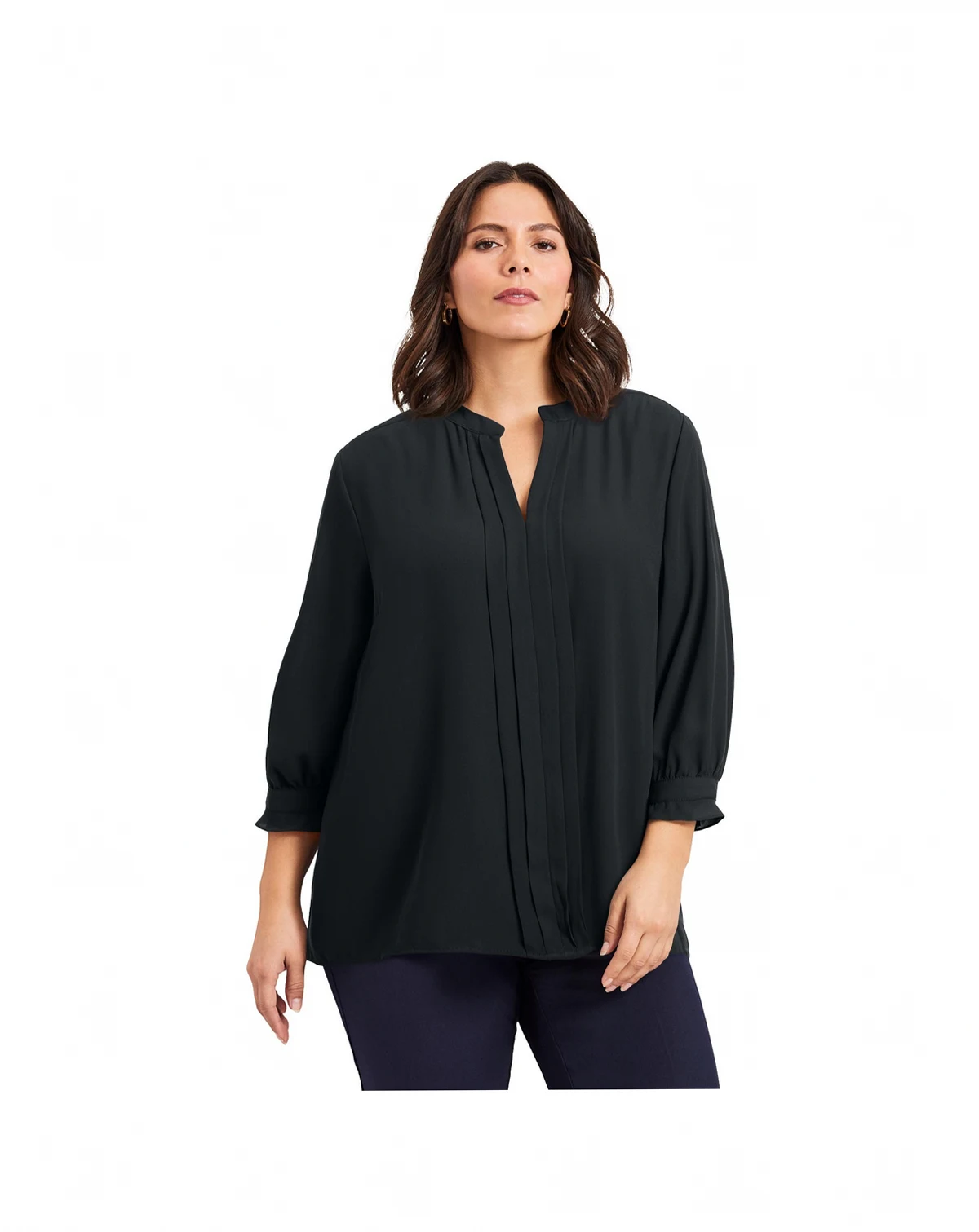 Women's Plus Size Pintuck Popover Top