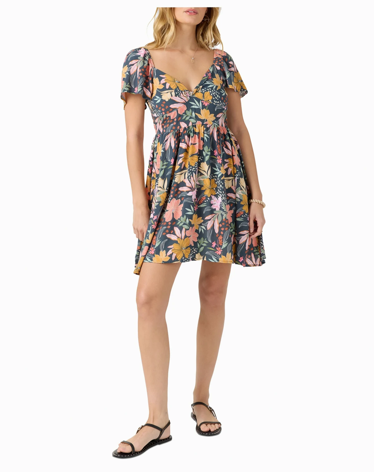 Juniors' Carina Floral-Print V-Neck Mini Dress