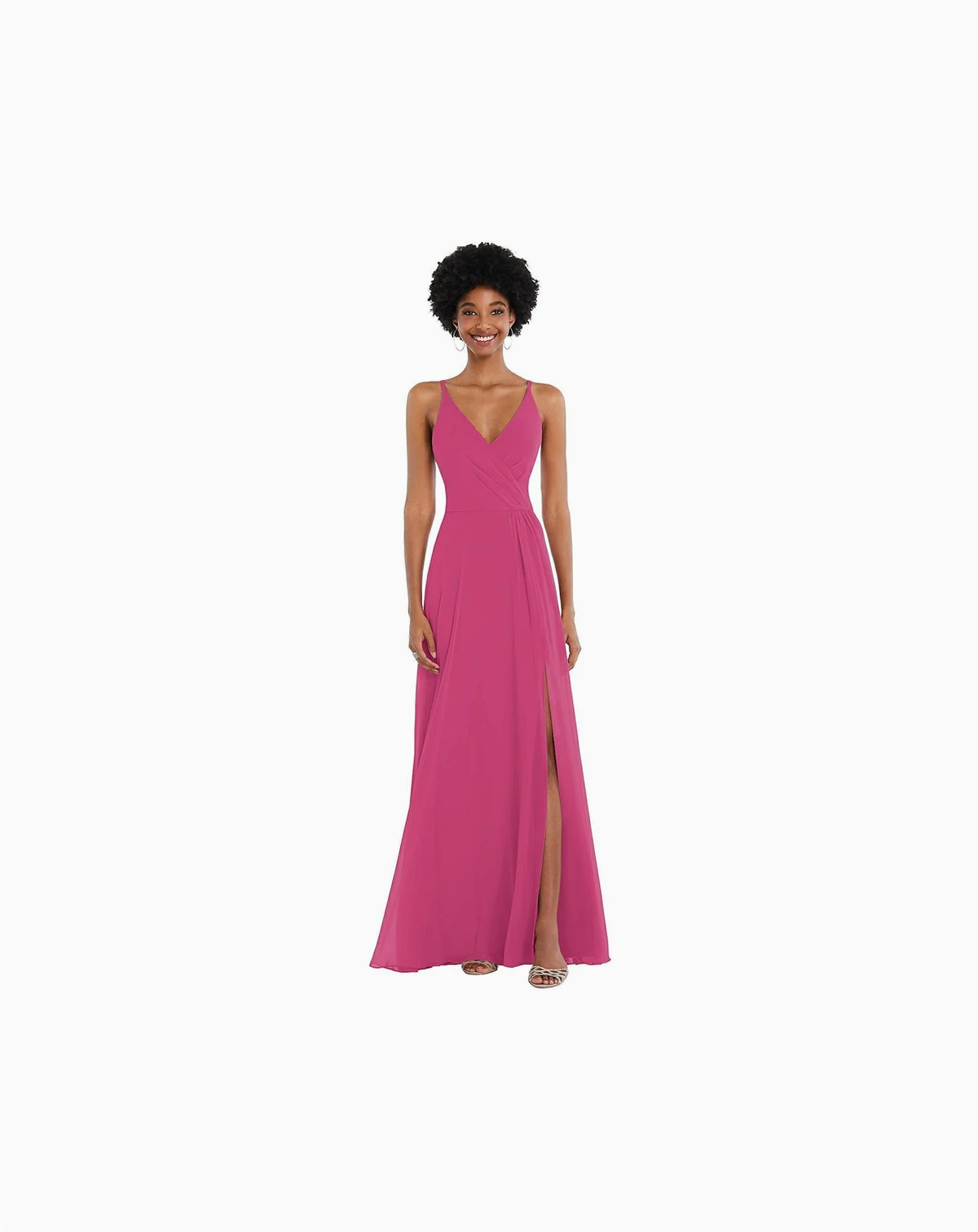 Women's Faux Wrap Crises Cross Back Maxi Dress with Adjustable Straps