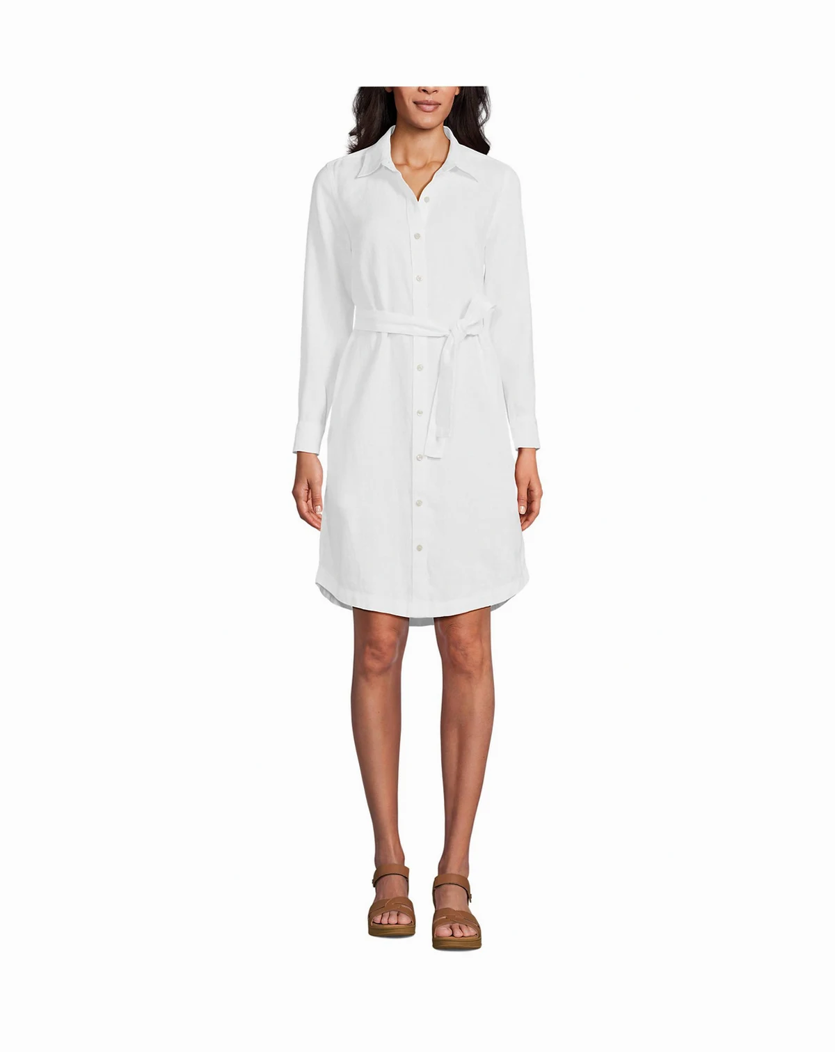 Women's Long Sleeve Linen Shirt Dress