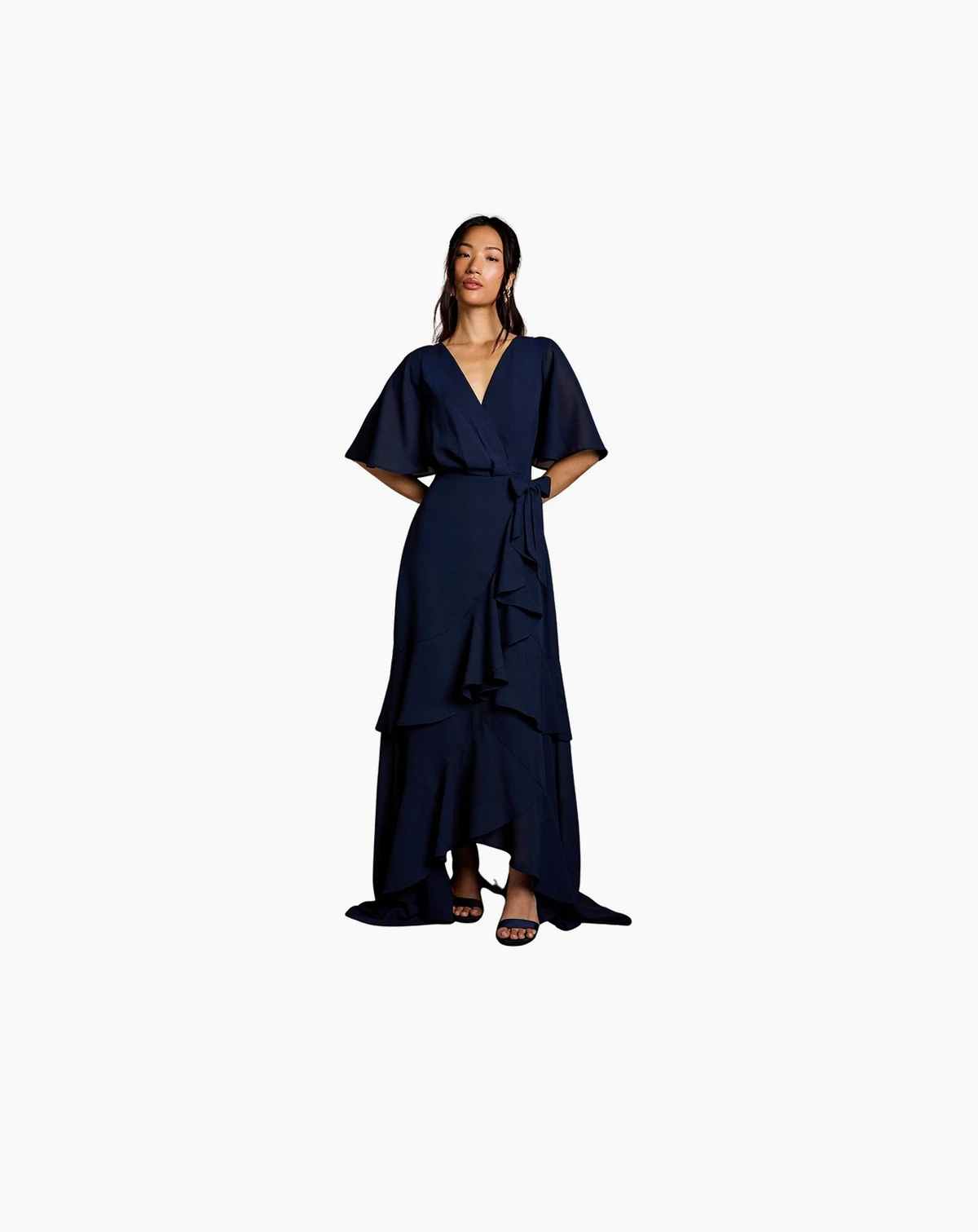 Women's Angel Sleeve Bridesmaid Maxi Dress