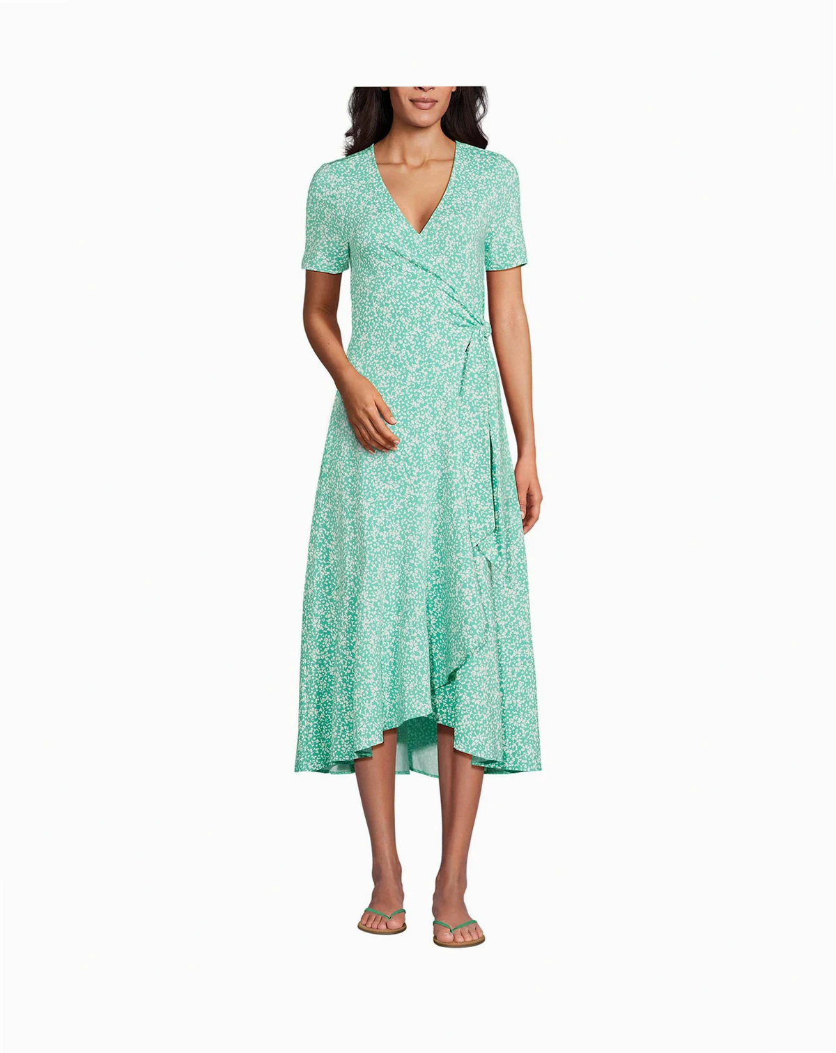 Women's Cotton Modal Vneck Wrap Midi Dress
