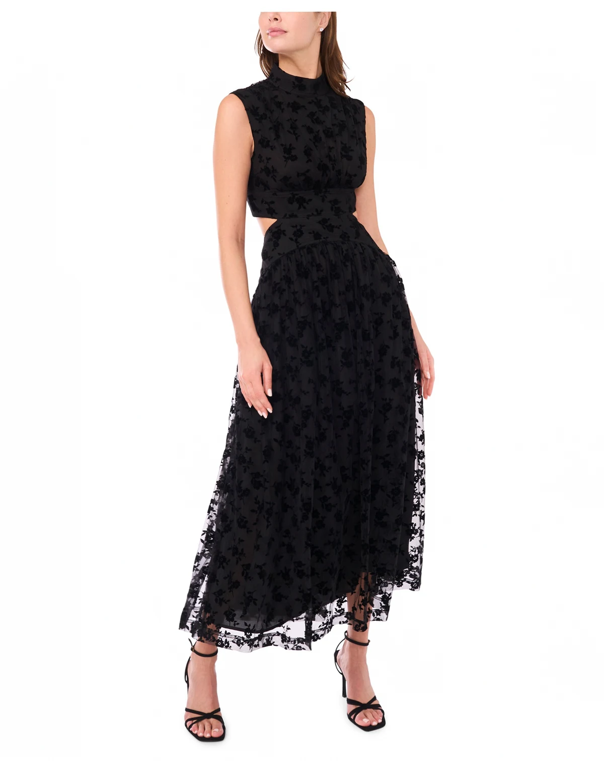 Women's Mock Neck Cut Out Maxi Dress