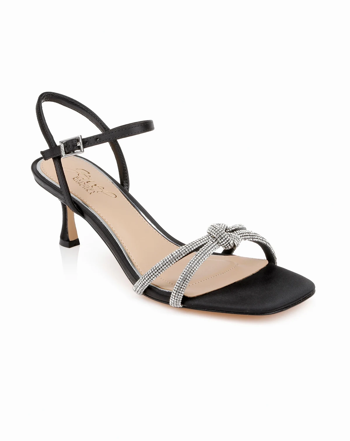 Women's Maci Rhinestone Knot Kitten Heel Sandals
