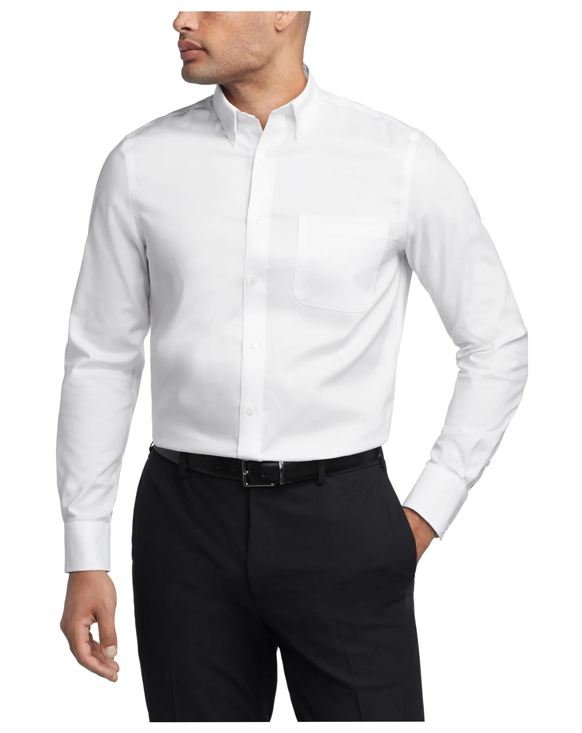 Men's TH Flex Regular Fit Wrinkle Resistant Stretch Pinpoint Oxford Dress Shirt