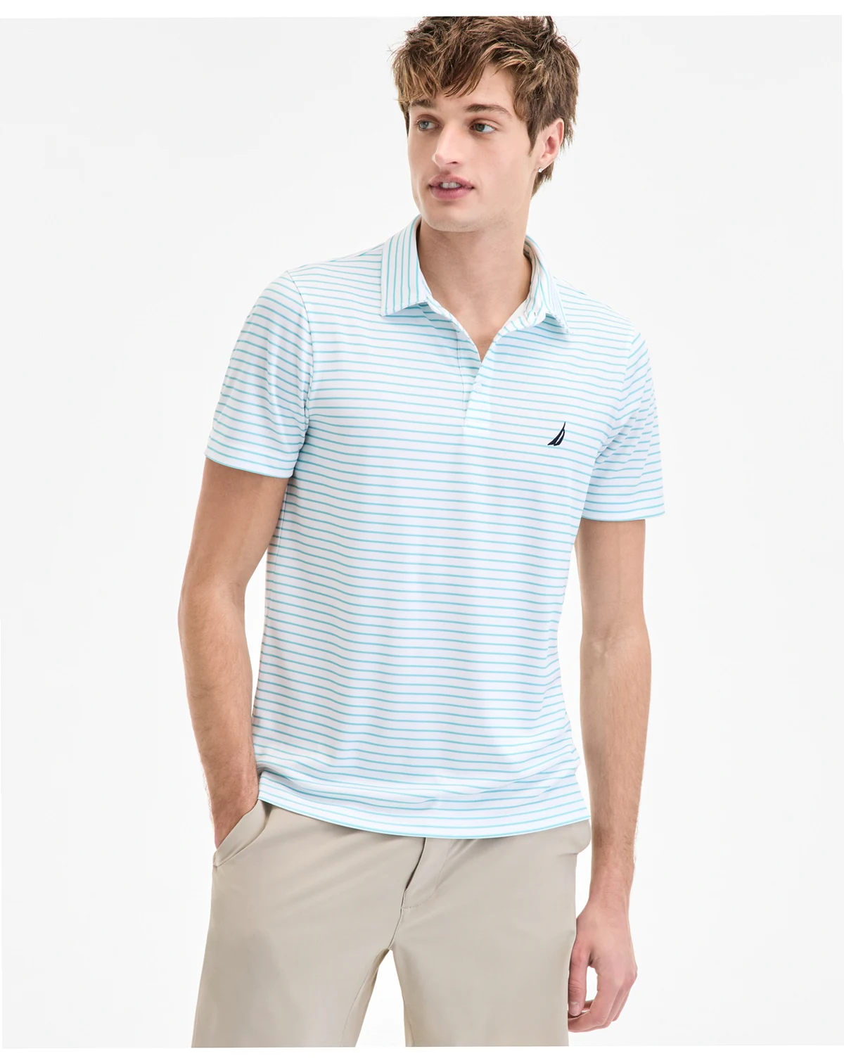 Men’s Classic-Fit Stripe Moisture Wicking Performance Golf Polo Shirt