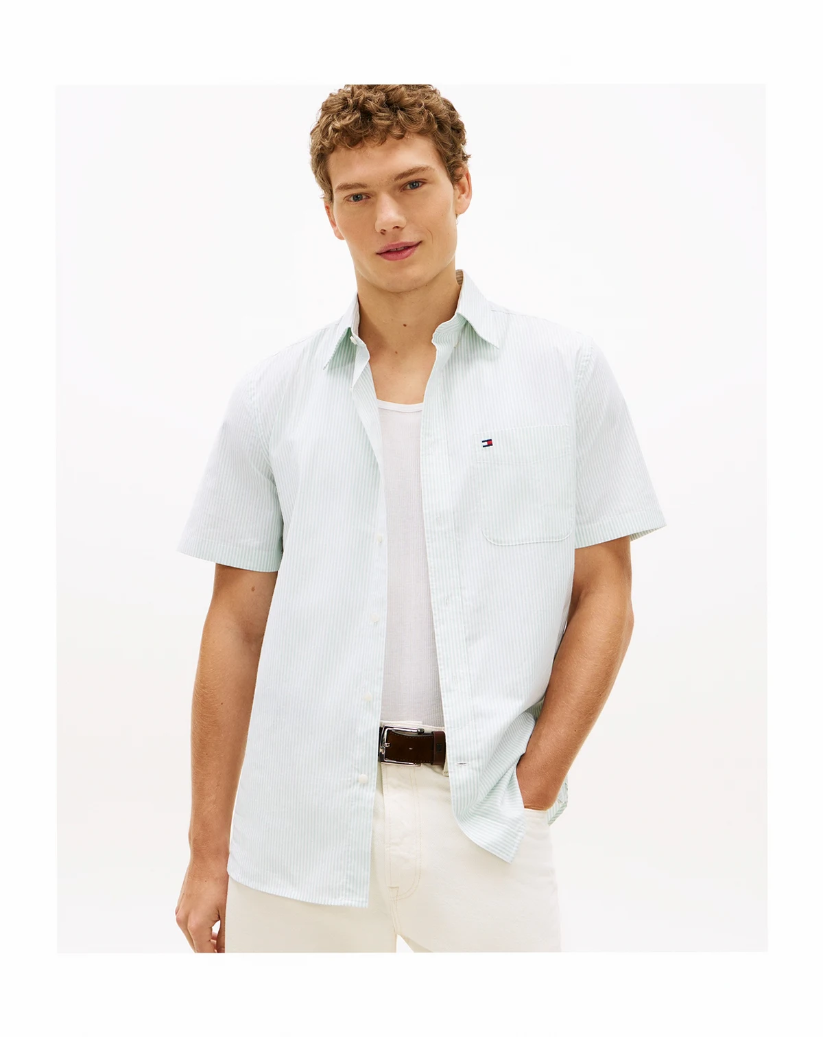 Men's Striped Short-Sleeve Oxford Shirt