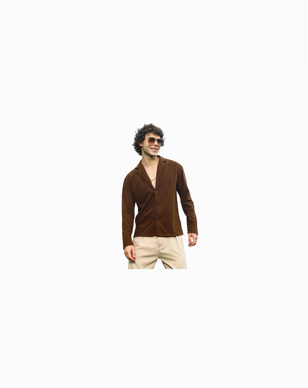 Men's Chocolate Brown Ribbed Oversized Shirt