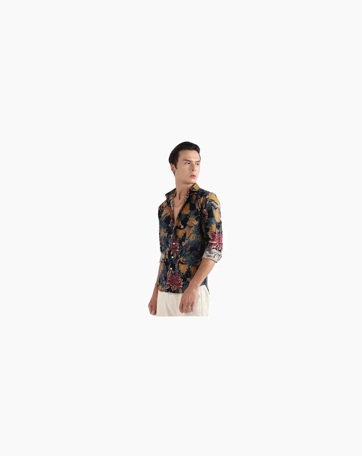Men's Multicolour Artistic Flowers Shirt