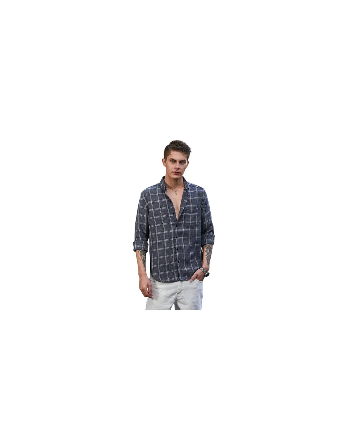 Men's Charcoal Grey BiGraph-Check Shirt