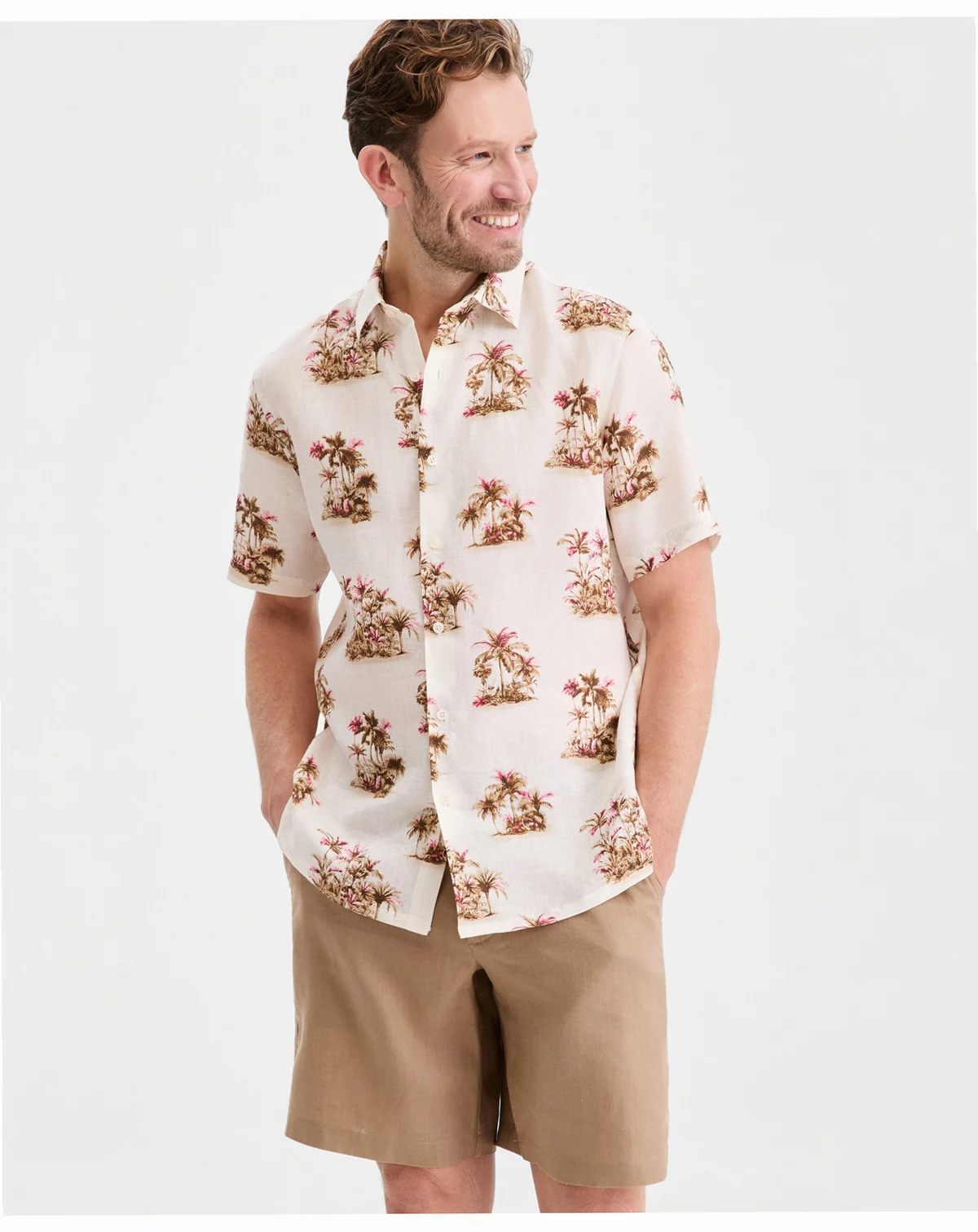 Men's Cabo Tropical Scene Short-Sleeve Shirt, Macy's Exclusive