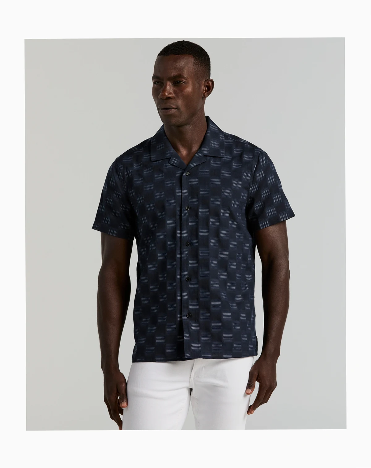 Men's Camp Collar Clipped Dobby Shirt