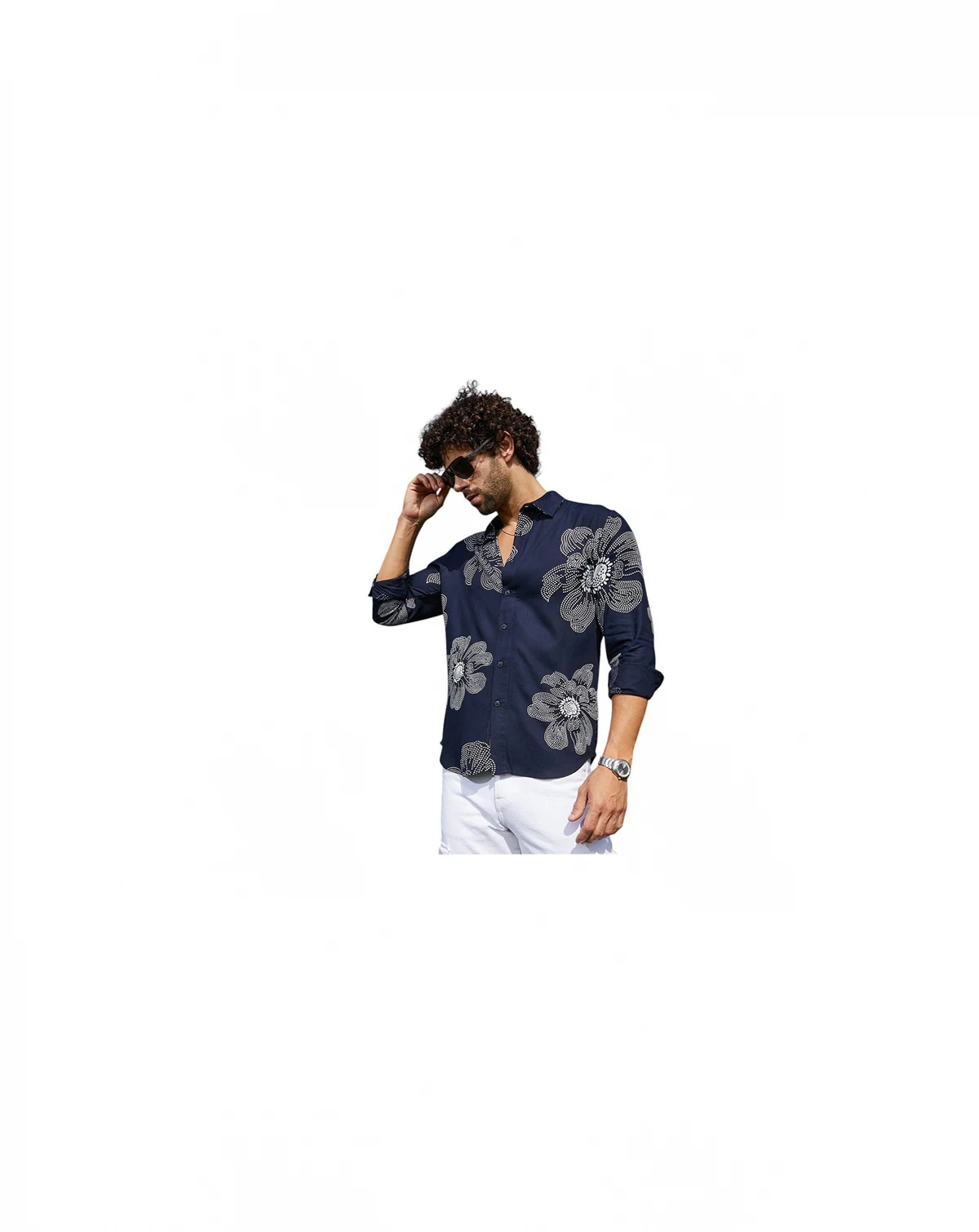 Men's Navy Blue Maxi-Flora Shirt