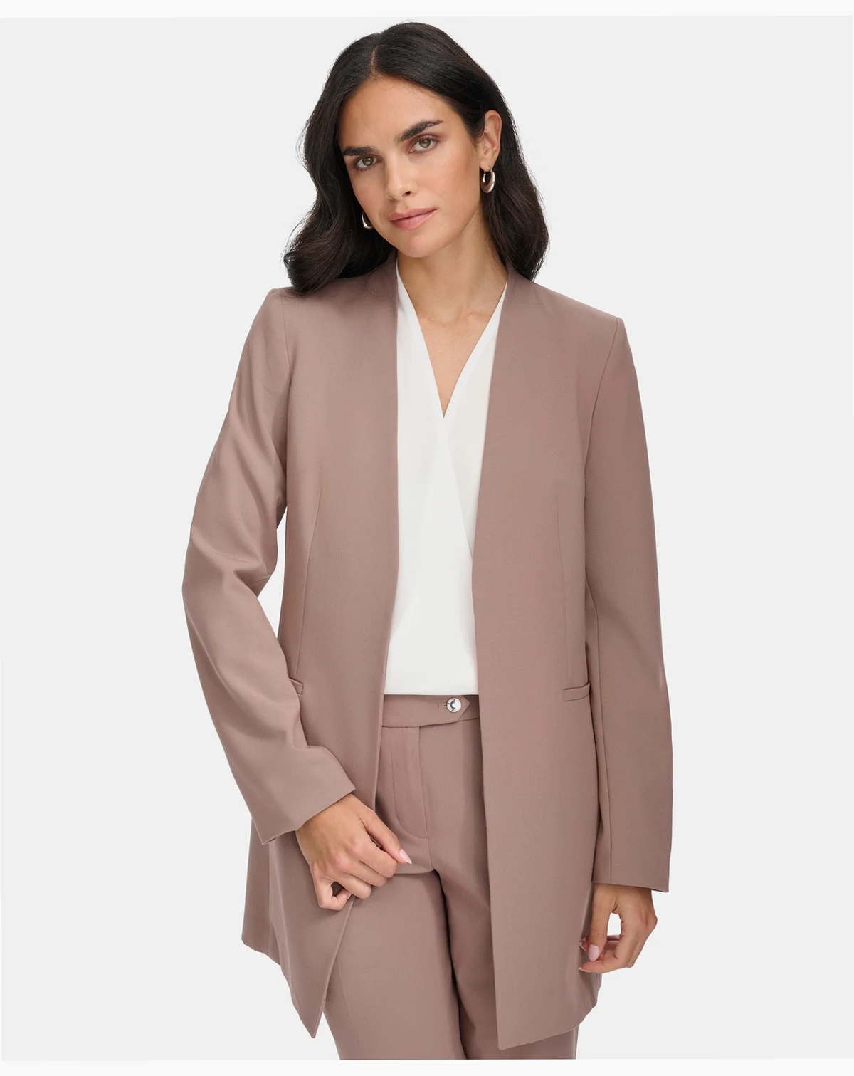Women's Roll Sleeve Open Front Blazer