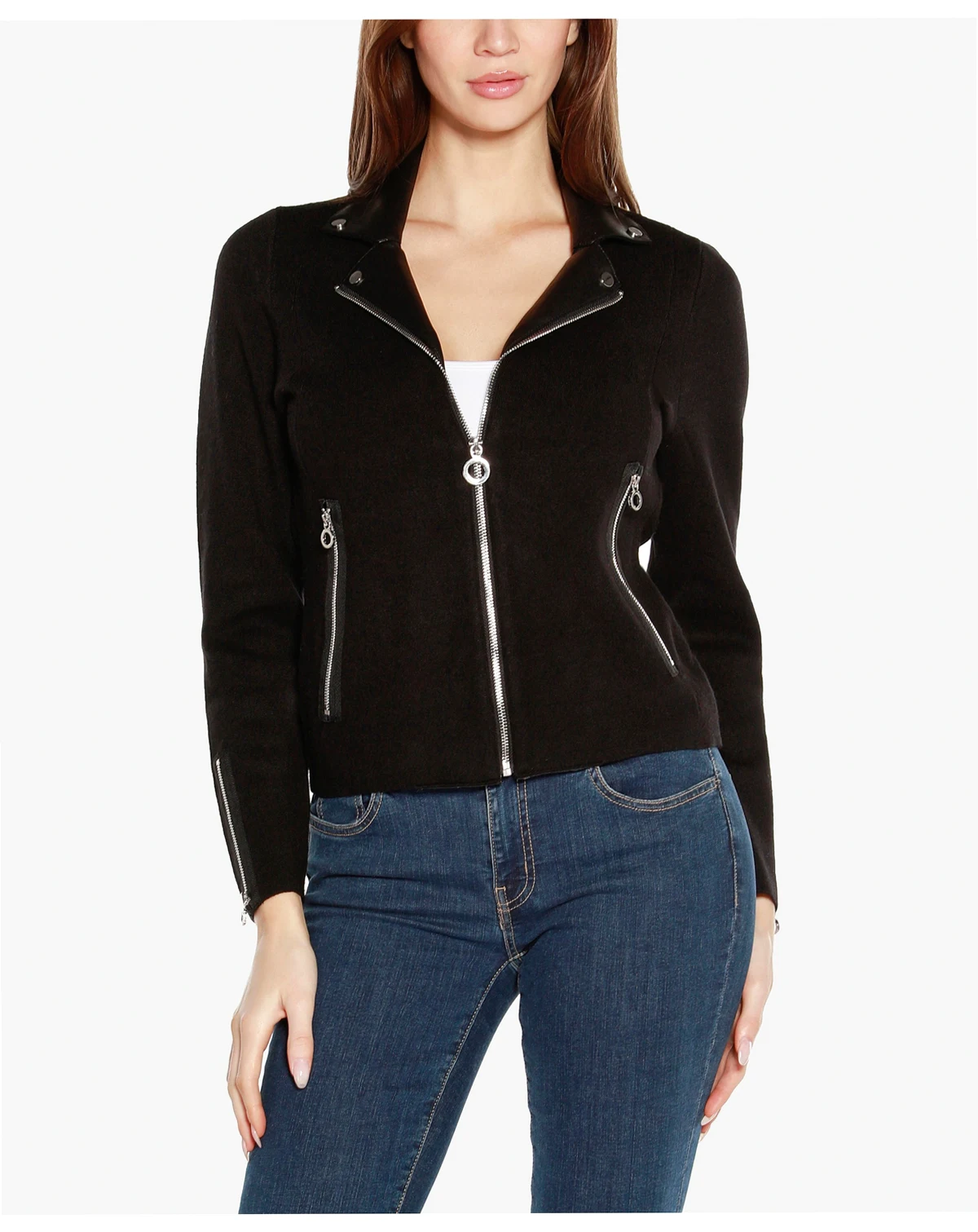Black Label Women's Motorcycle Sweater Jacket
