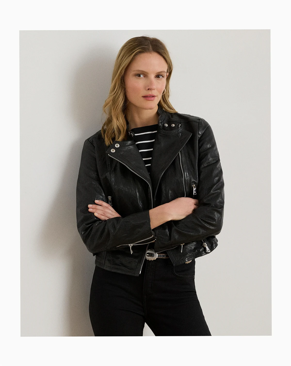 Tumbled-Leather Jacket