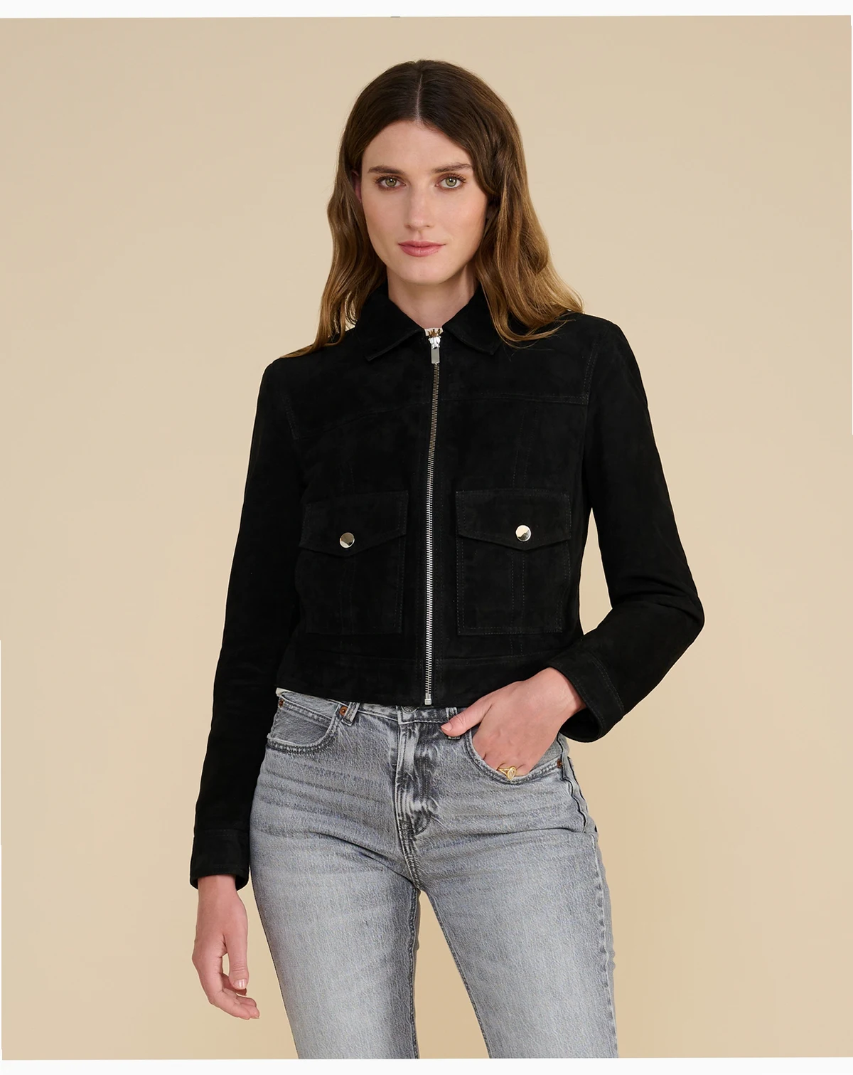 Women's Cropped Suede Jacket, Created For Macy's