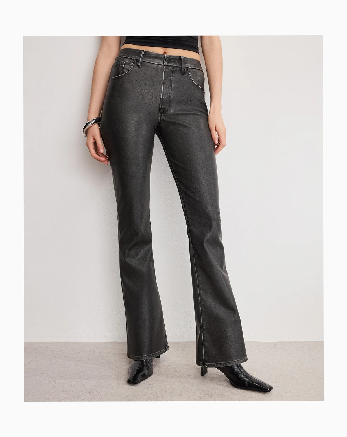 Women's Good Bootcut Faux Leather Jeans, Regular & Plus Size