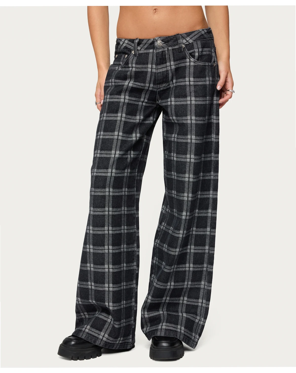 Women's Kailani Plaid Low Rise Baggy Jeans
