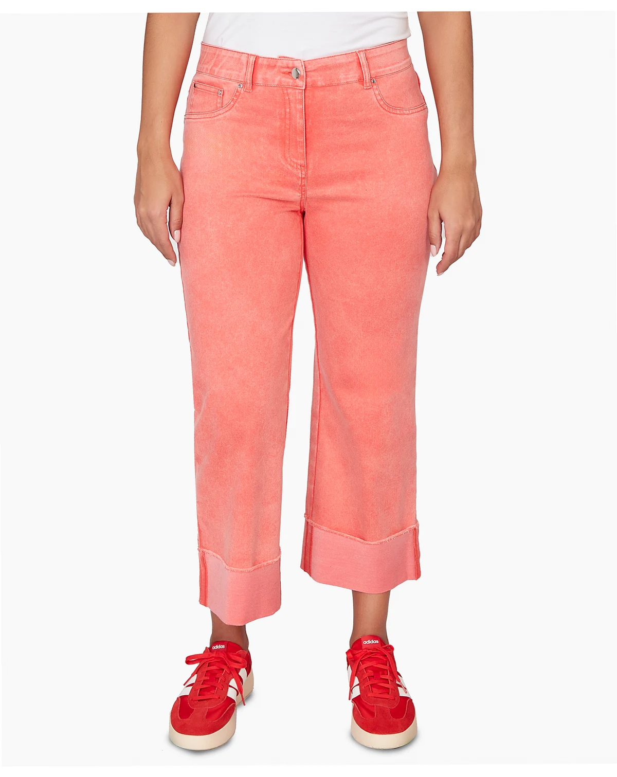 Petite Sunwashed Cuffed Colored Ankle Jeans