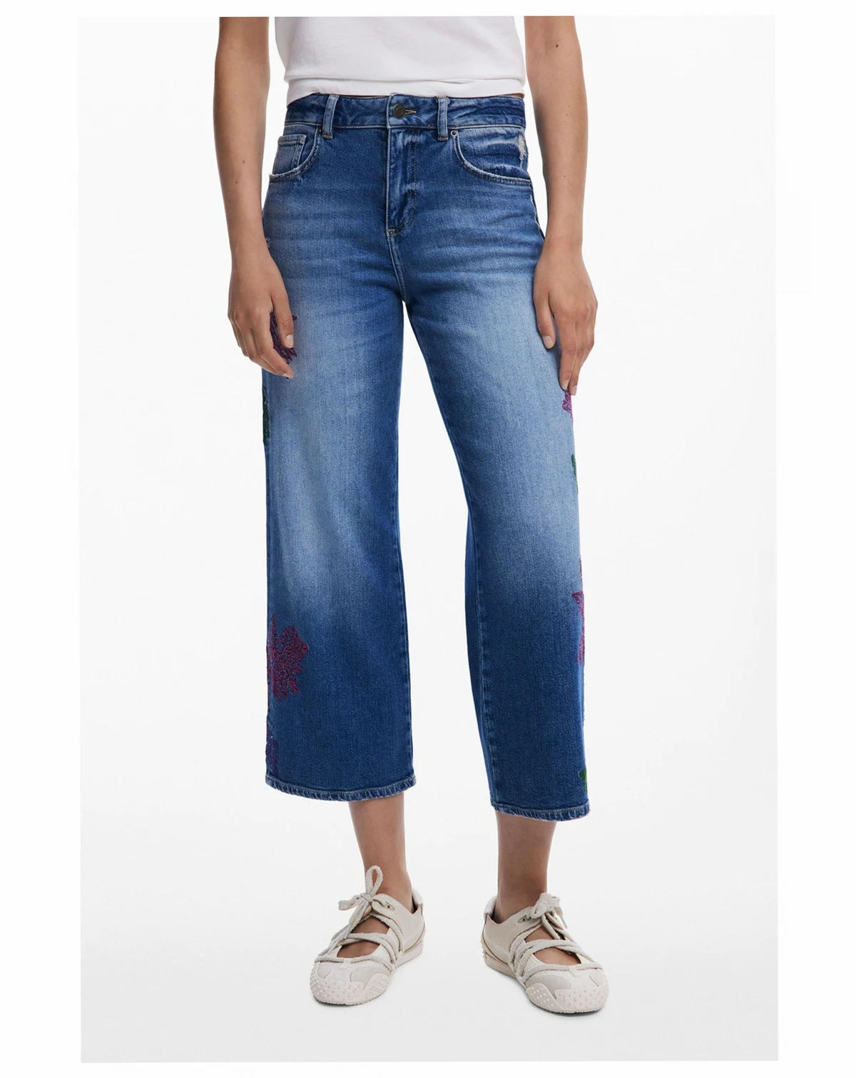 Women's Embroidered culotte jeans