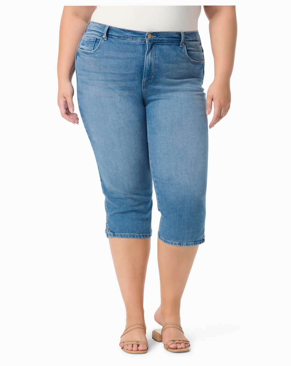 Plus Size Straight Fit Capri Jeans