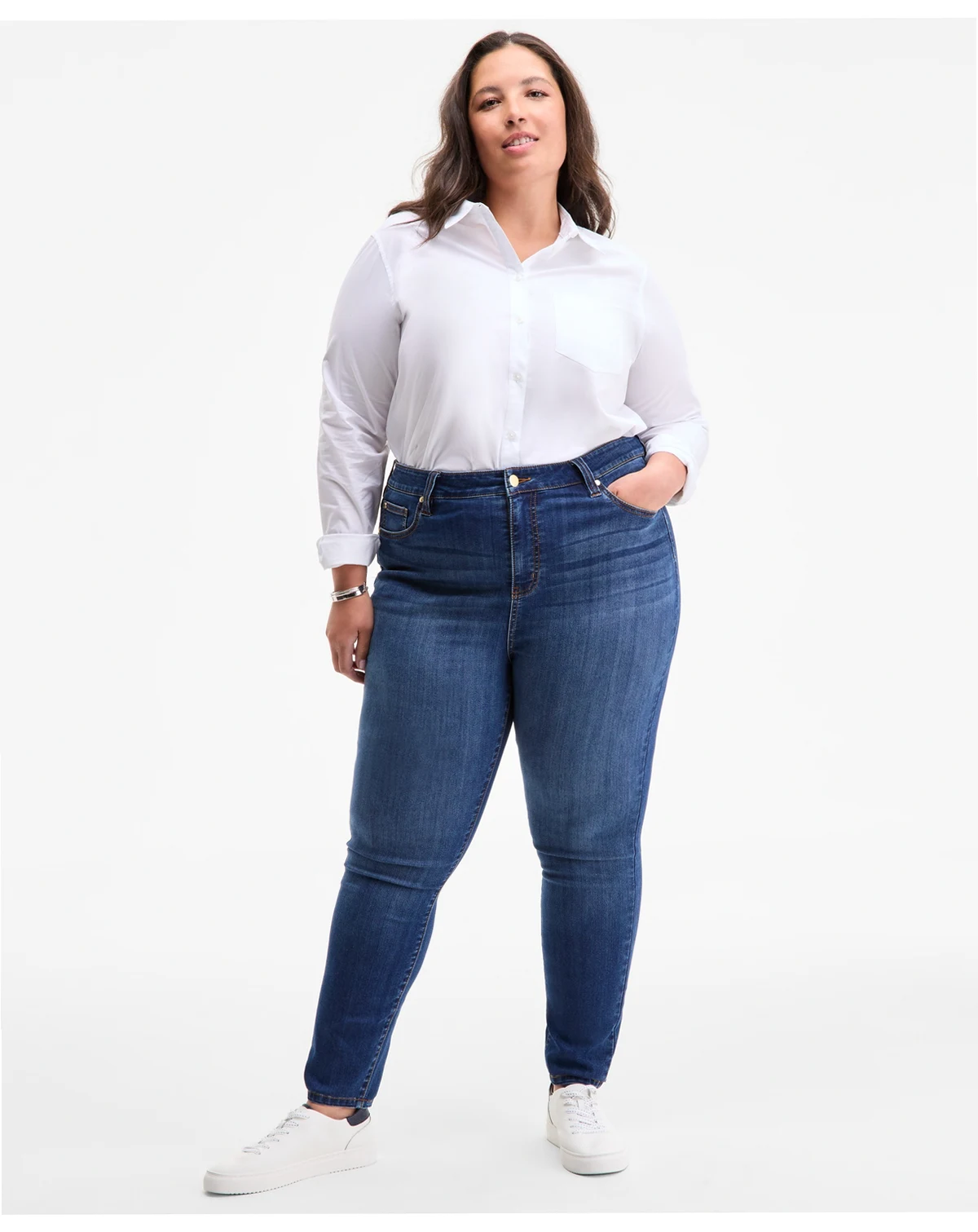 Trendy Plus Size Mid-Rise Skinny Jeans, Exclusively at Macy's