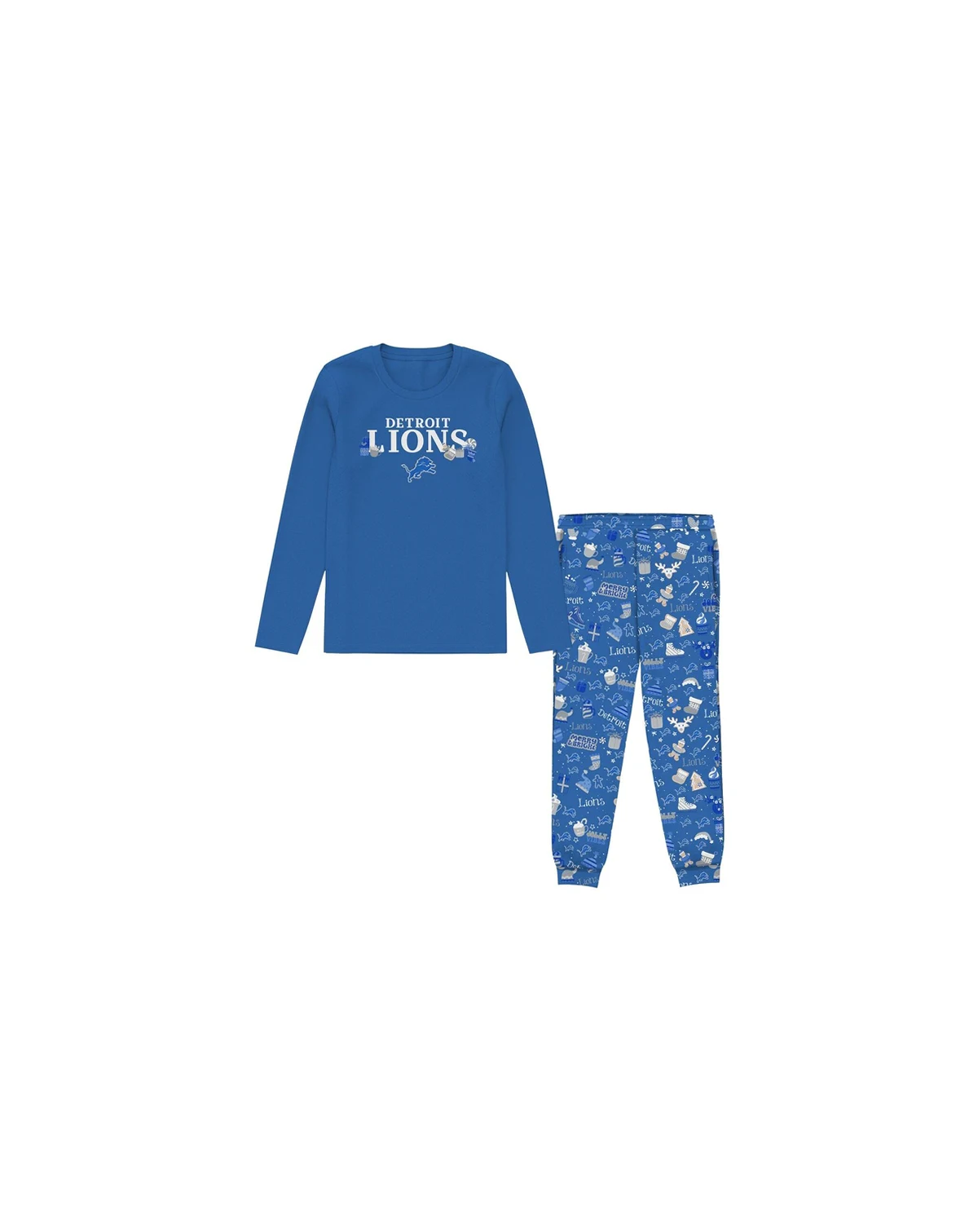 Toddler Blue Detroit Lions Chestnut Holiday Sleep Set