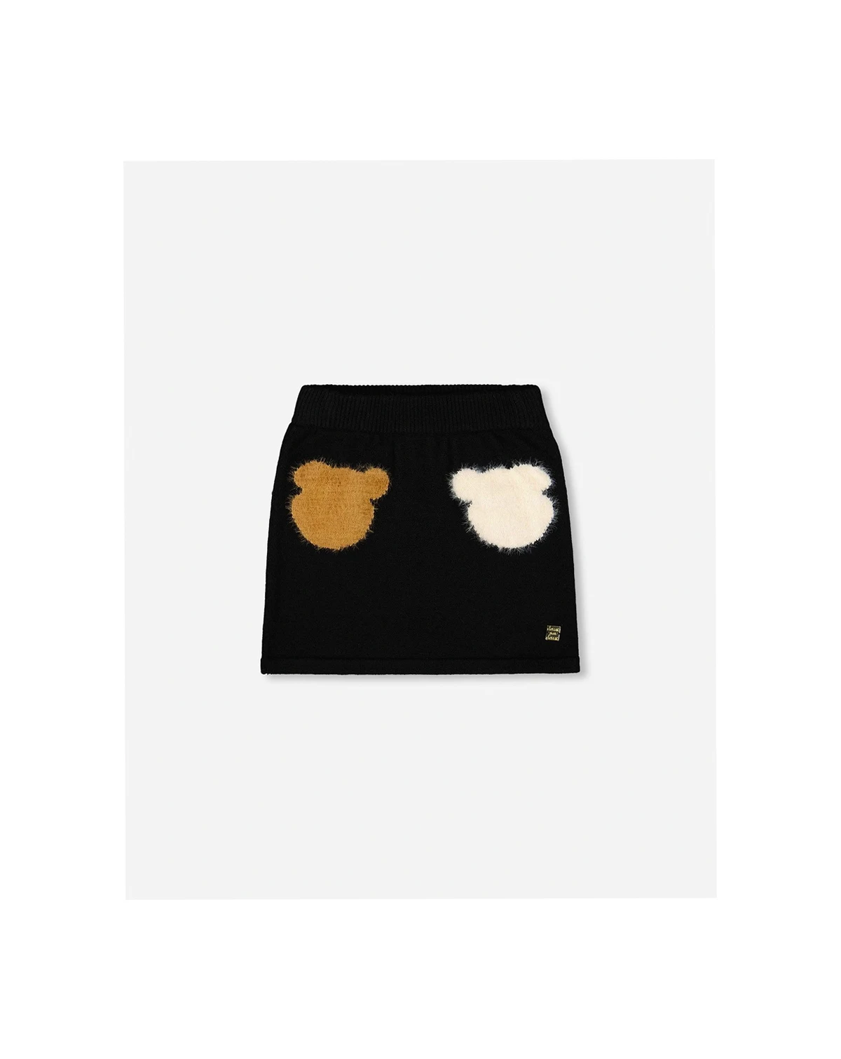 Girl Knitted Skirt Black with Bear Intarsia - Toddler|Child