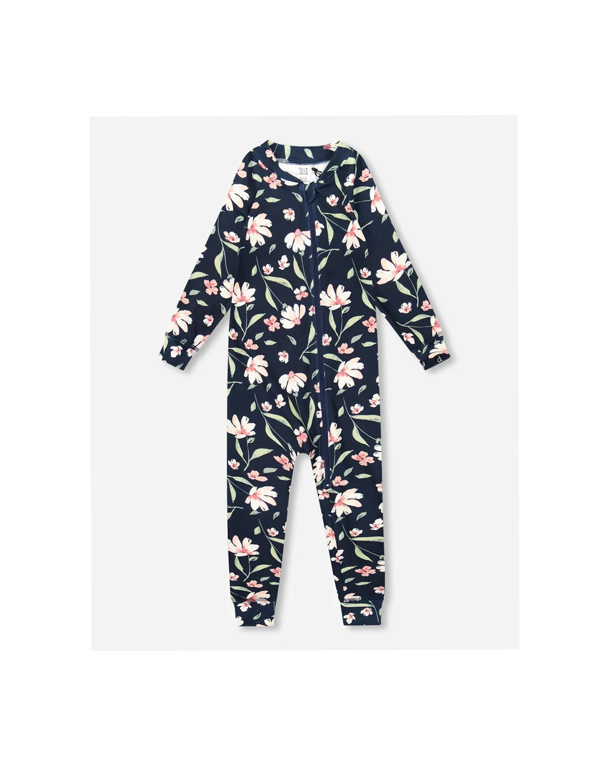 Baby Girls One-Piece Thermal Underwear Navy Flower Print