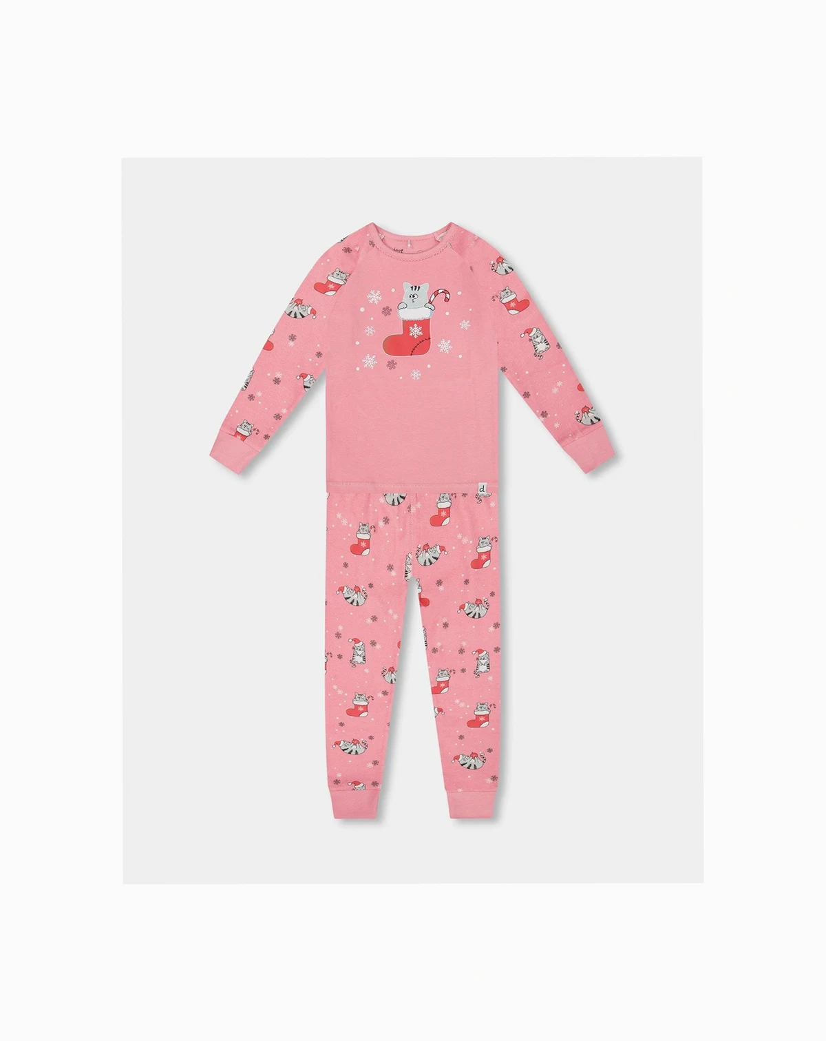 Toddler Girls Cotton Two-Piece Pajamas Pink Cat Print - Toddler|Child